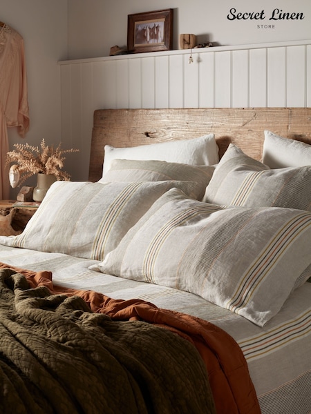 Secret Linen Store Natural Sophie Stripe Pillowcase (W51935) | £25