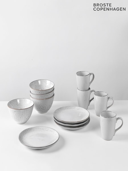 Broste Copenhagen Set of 4 Sand Nordic Breakfast Dinnerware (W51948) | £169