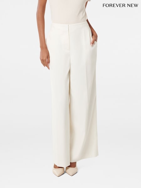 Forever New White Frieda Petite High Waist Wide Leg Pants (W52012) | £60