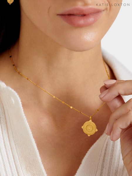 Katie Loxton Gold Plated Happiness Antique Coin Necklace Waterproof (W52022) | £25