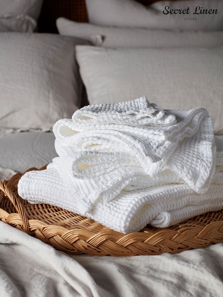 Secret Linen Store White 100% Cotton Waffle Towel (W52024) | £16 - £30