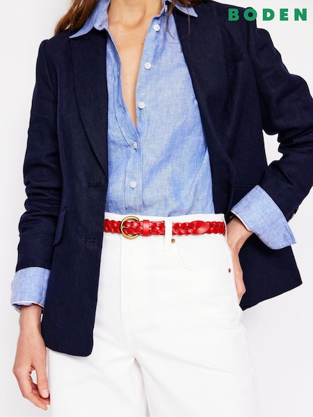 Boden Red Skinny Leather Plaited Belt (W52034) | £46