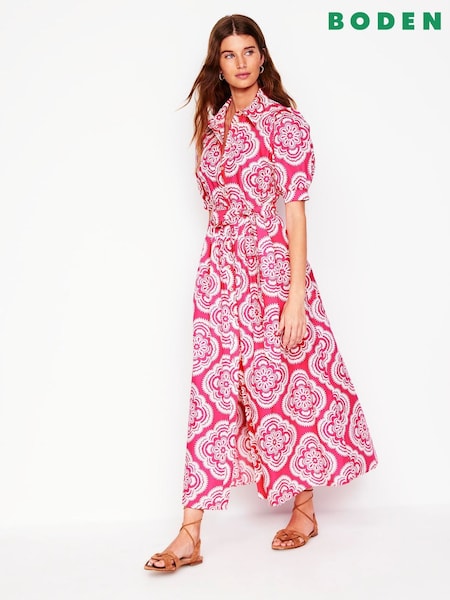 Boden Pink 100% Cotton Alexa Maxi Shirt Dress (W52047) | £126
