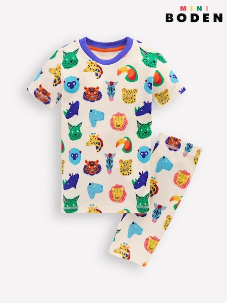 Boden Multi 100% Cotton Snug Short John Glow Pyjamas (W52055) | £23 - £27