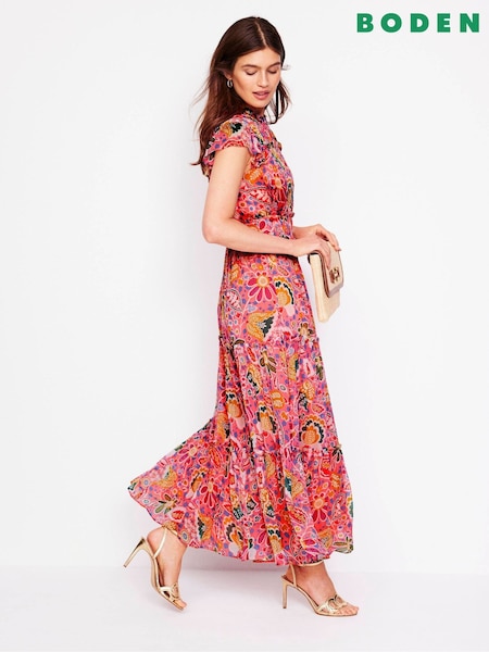 Boden Red Sleeveless Ruffle Dress (W52084) | £166