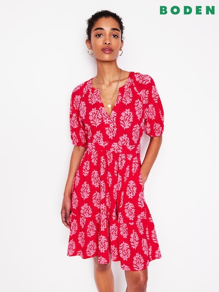 Boden Pink Bolt Piper Short Jersey Dress (W52095) | £76