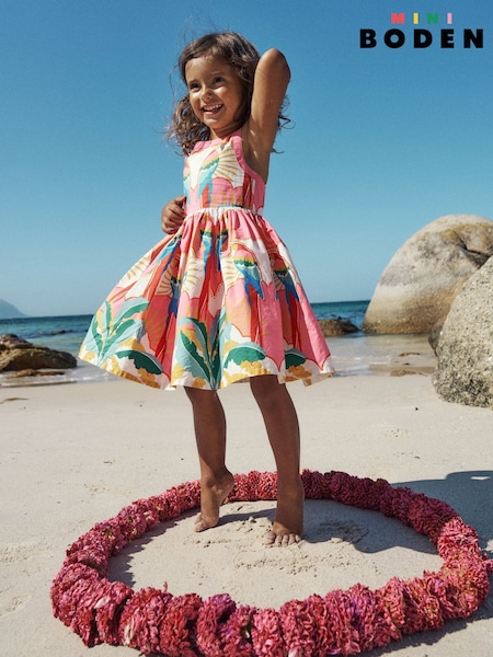 Boden Green Harlow Back Detail 100% Cotton Dress (W52122) | £35 - £39