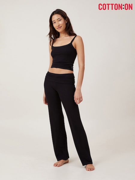 Cotton On Black Sleep Recovery Roll Waist Trousers (W52147) | £25