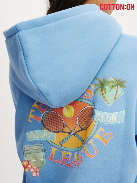Cotton On Blue Plush Premium Graphic Hoodie (W52154) | £35