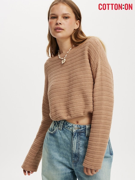 Cotton On Brown Frontier Pullover 100% Cotton Sweater (W52204) | £25