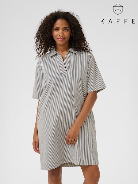 Kaffe Blue 100% Cotton KAnaya Short Sleeve Above Knee Dress (W52212) | £50