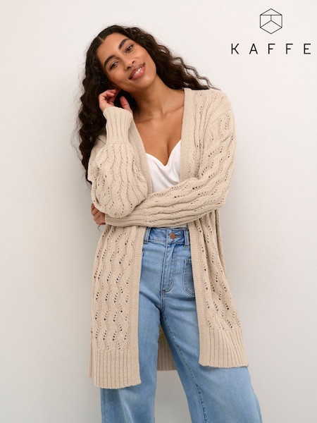 Kaffe Grey KAlena Long Sleeve Open Knit Cardigan (W52214) | £50