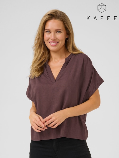 Kaffe Brown KAmilia Short Wing Sleeve Blouse (W52219) | £40