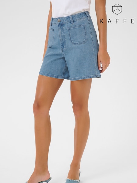 Kaffe Blue KAsarah High Waisted Denim Shorts (W52229) | £65