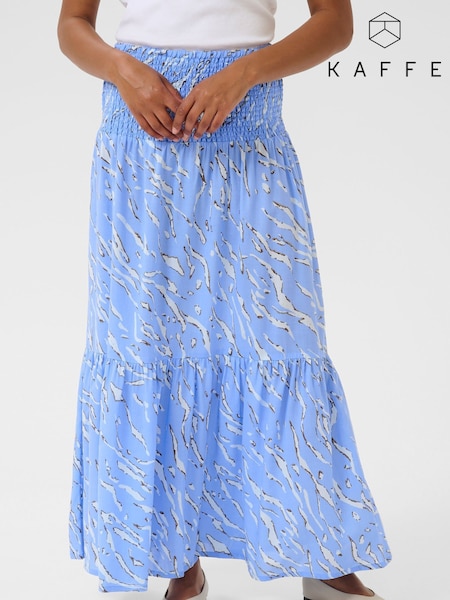 Kaffe Blue KAmaxi Smock Waist A-line Fit Skirt (W52235) | £60