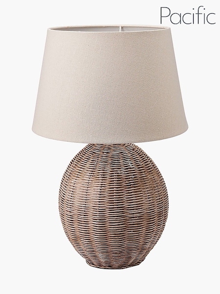 Pacific Lifestyle Natural Raffles Large Rattan Cream Wash Table Lamp (W52277) | £102