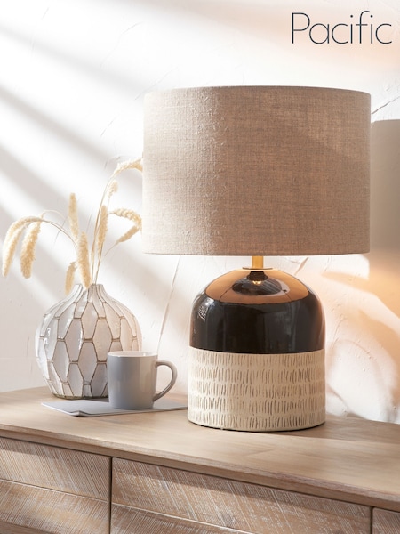 Pacific Lifestyle Black Lotta Stoneware Table Lamp (W52283) | £150
