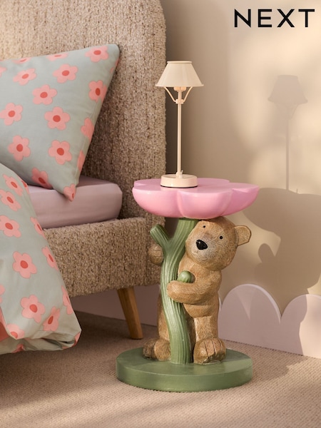 Pink Bertie Bear Kids Bedside Table (W52290) | £130