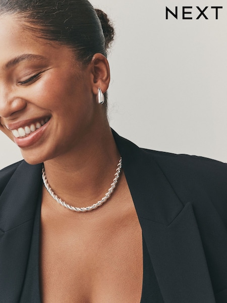 Silver Tone Smooth Chain Necklace (W52499) | £24