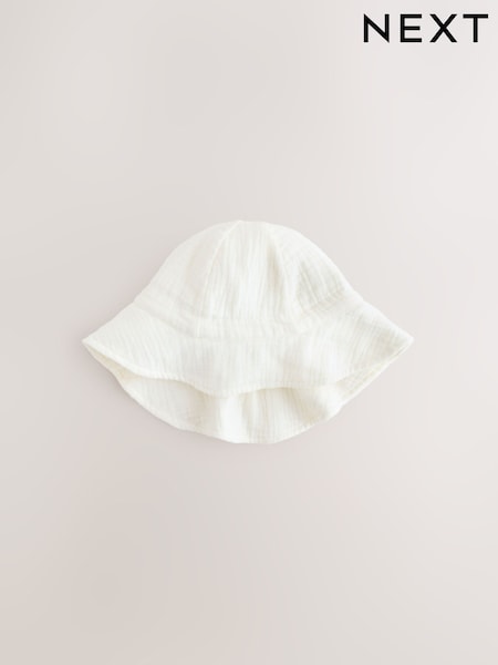 Ecru Woven Crinkle Baby Bucket Hat (0mths-2yrs) (W52511) | £7.50