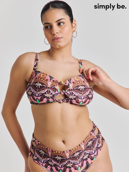 Simply Be Pink Knot Detail Bikini Set (W52558) | £36