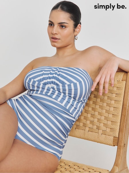 Simply Be Blue Magisculpt Bandeau Swimsuit (W52569) | £48