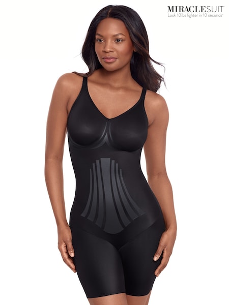 Miraclesuit Modern Miracle Extra Firm Control Thigh Slimming Black Bodysuit with Lycra Fit Sense Technology (W52601) | £87