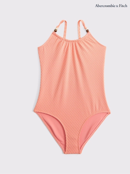 Abercrombie & Fitch Pink Cinched Beaded Swimsuit (W52621) | £39
