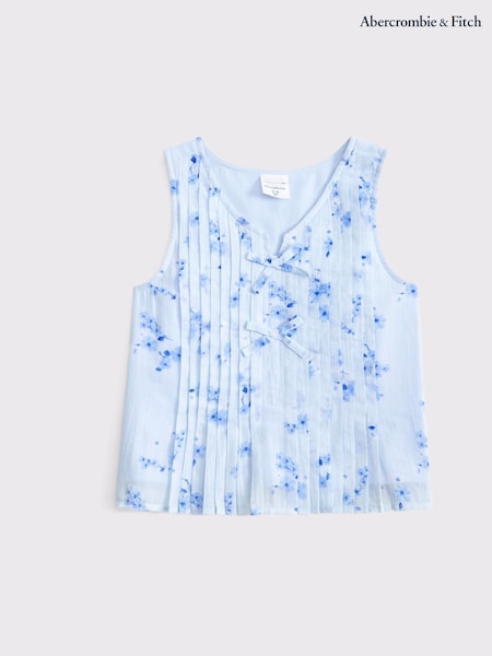Abercrombie & Fitch Blue Pleated Bow Top (W52628) | £29
