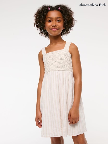 Abercrombie & Fitch Crochet Mix Babydoll Mini Dress (W52639) | £40