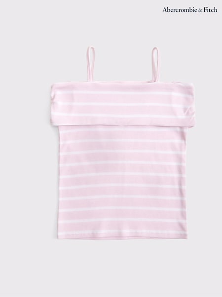 Abercrombie & Fitch Pink Off The Shoulder Striped Strappy To Blouse (W52648) | £19