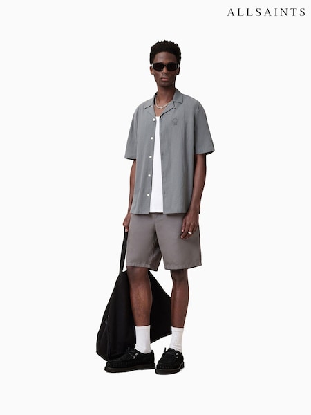 AllSaints Grey Haven Short Sleeve Cotton Shirt (W52691) | £109