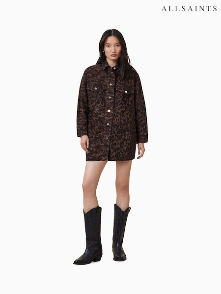 AllSaints Brown Faye Shacket Dress (W52702) | £179
