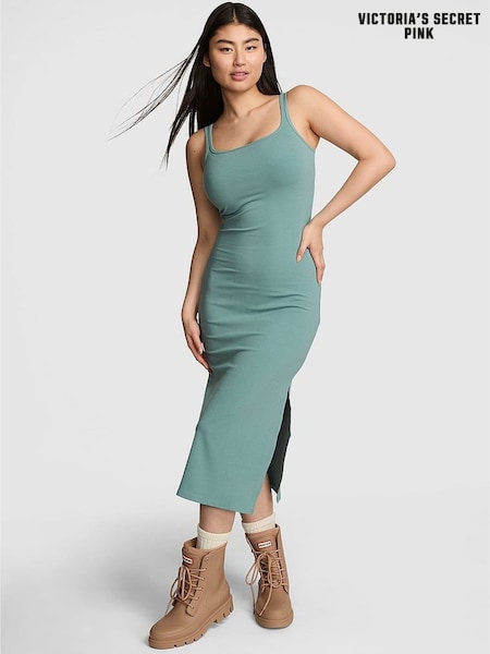 Victoria's Secret PINK Niagra Falls Blue Ribbed Midi Dress (W52726) | £35