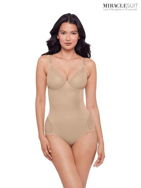 Miraclesuit Nude Sexy Sheer Extra Firm Control Underwired Shaping Bodysuit with Foam Cups (W52733) | £90