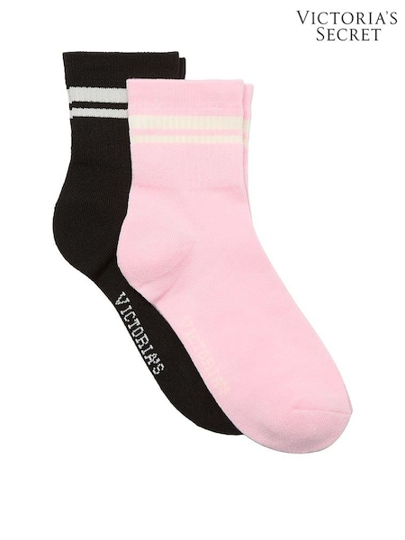 Victoria's Secret Black And Petal Pink 2 Pack Quarter Sock (W52812) | £12