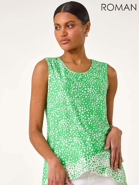 Roman Green Spot Print Asymmetric Vest Top (W52852) | £32
