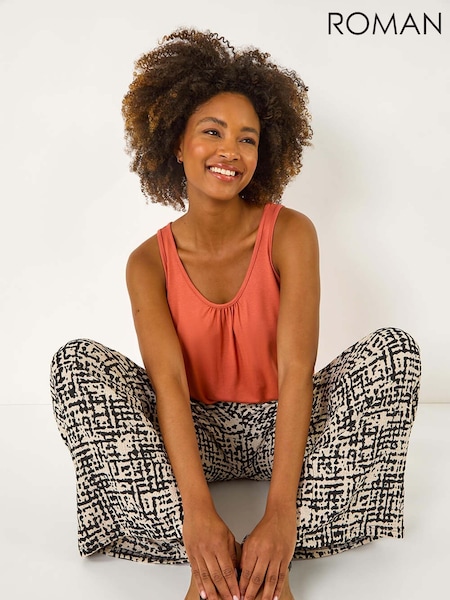 Roman Red Plain V-Neck Stretch Jersey Vest Top (W52874) | £32