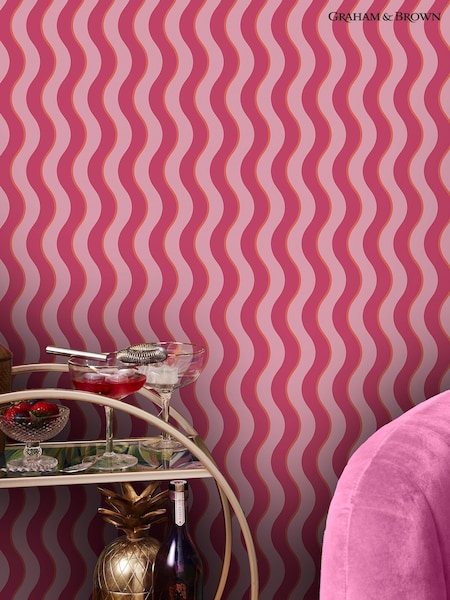 Graham & Brown Raspberry or Tangerine Making Waves Wallpaper (W53013) | £42