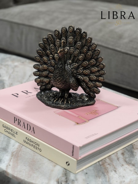 Libra Interiors Bronze Peacock Sculpture (W53081) | £30