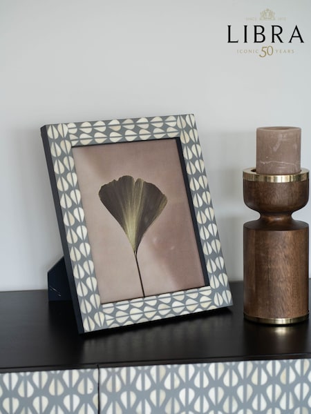 Libra Interiors Grey White Burgess Bone Inlay Photo Frame 8x10 (W53088) | £40
