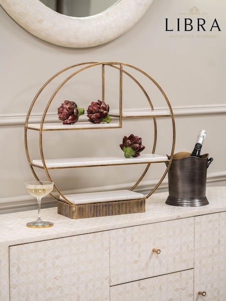 Libra Interiors Aged Gold Belvedere Aged Gold Multi Tier Buffet Stand (W53090) | £250