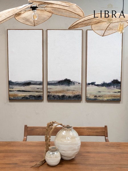 Libra Interiors Set of 3 Green Natural Fields L Landscape Wall Art (W53097) | £575