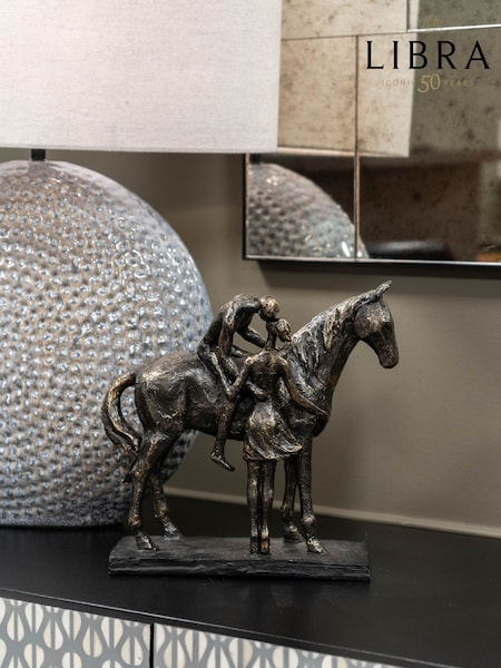 Libra Interiors Bronze Kissing Couple with Horse Sculpture (W53101) | £100