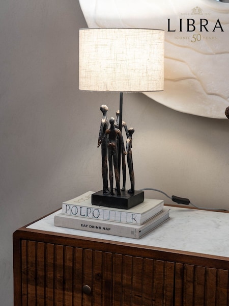 Libra Interiors Bronze Family Sculpture Lamp with Shade (W53106) | £180