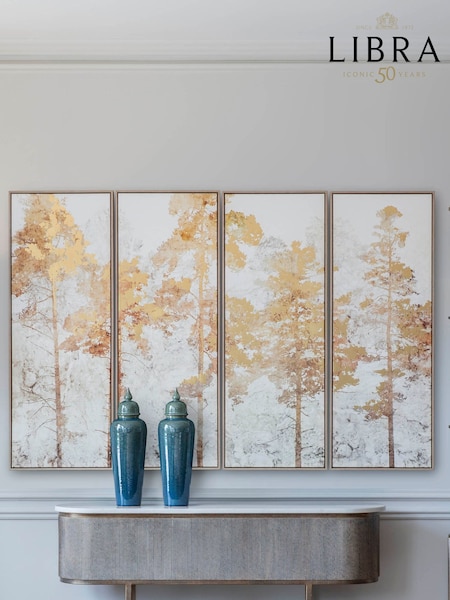 Libra Interiors Set of 4 Gold Natural Foil Trees Framed Wall Art Four (W53112) | £600
