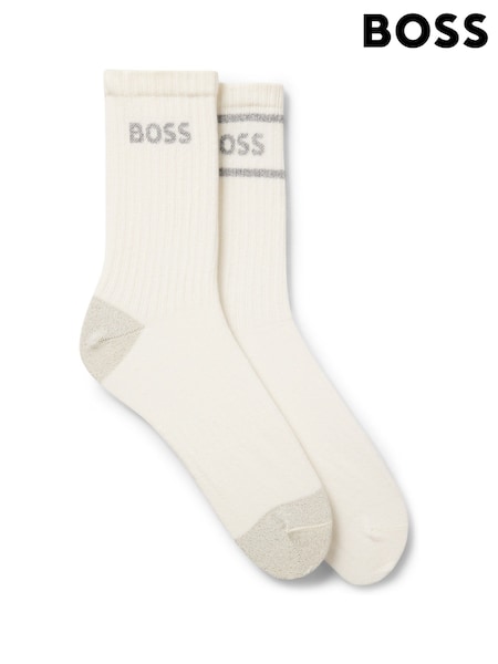 BOSS White Ribbed Logo Gift Set Socks 2 Pack (W53157) | £20