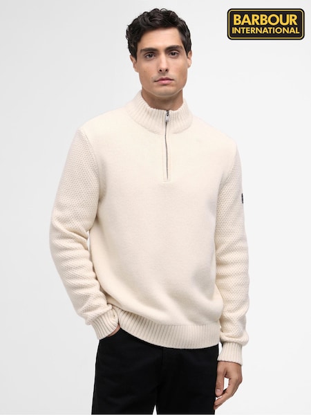 Barbour® International White Enfield Funnel Neck Jumper (W53244) | £129