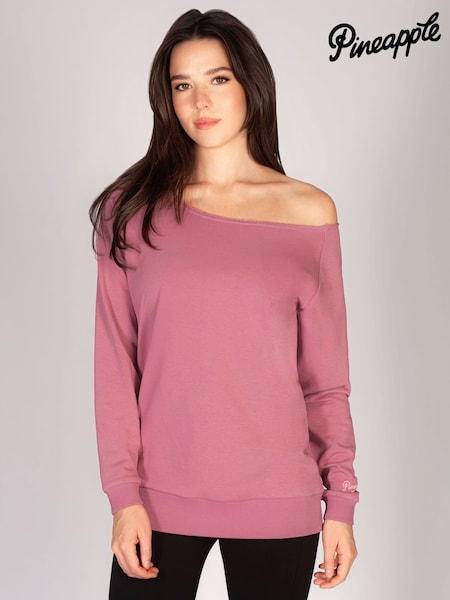 Pineapple Purple Off Shoulder Longline Sweat Top (W53258) | £30