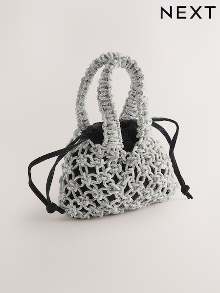 Black Velvet Sparkle Weave Handheld Bag (W53260) | £48